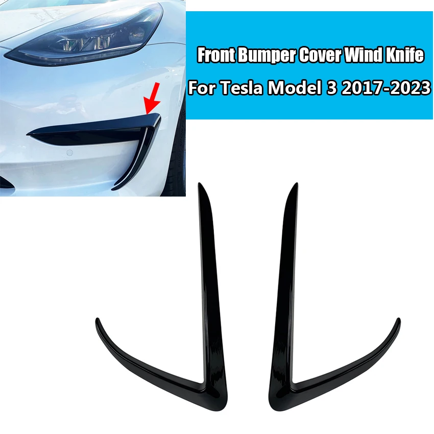

Для Tesla Model 3 2017 2018 - 2023 крышка переднего бампера автомобиля, ветровой нож, противотуманная фара, отделка лезвия, аксессуары для автомобиля, украшение