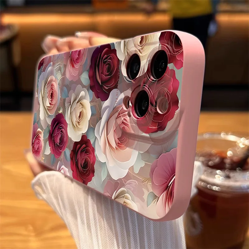 S25 Ultra Luxury Rose Floral Pattern Shockproof Phone Case