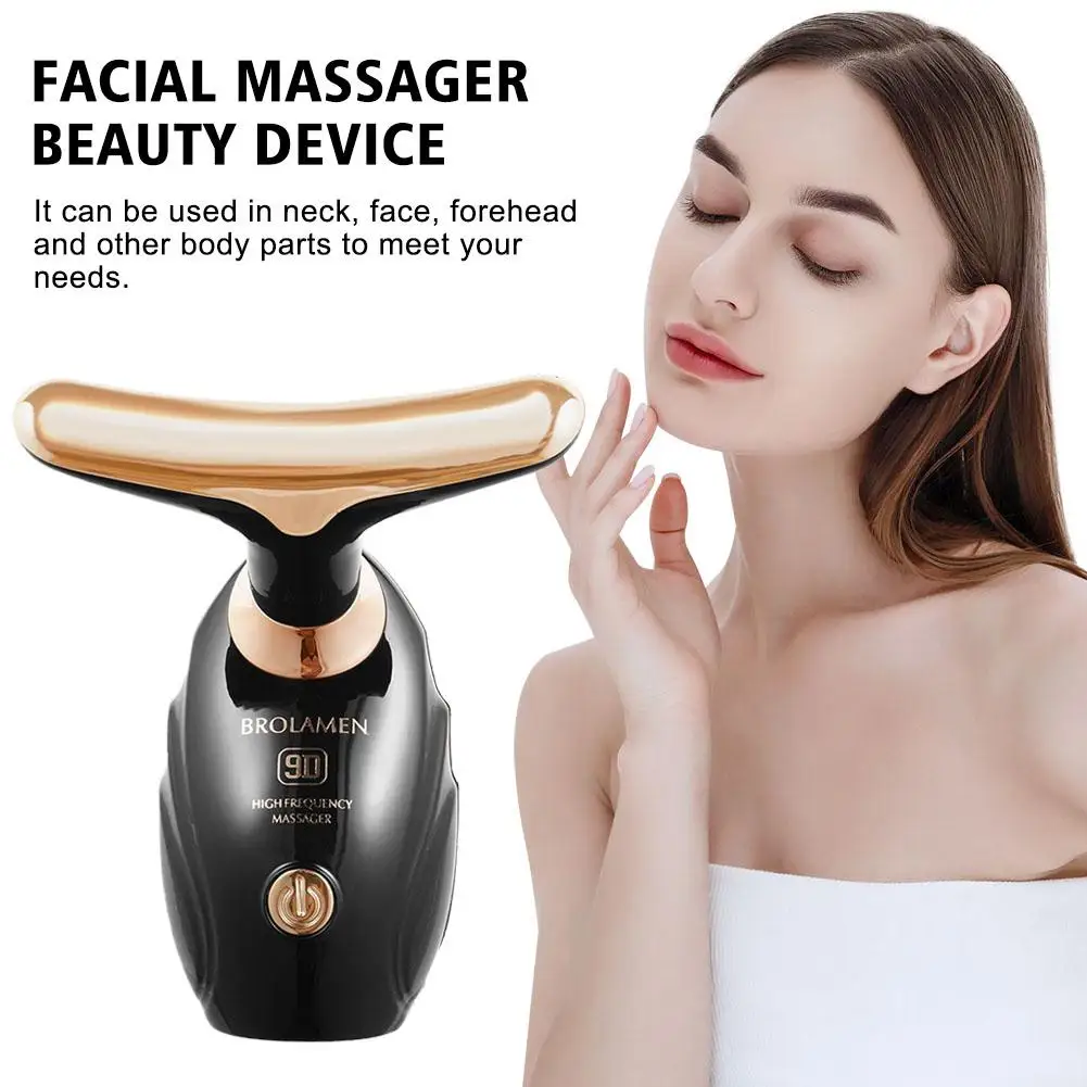 Ultrasonic Pulse Current Neck Beauty Instrument Fade Massager Restore Skin Elasticity Lines Fine Facial Lifting Firming Bea F5C1 cervical spine massager strength adjustment usb rechargeable intelligent pulse heating neck massager neck care