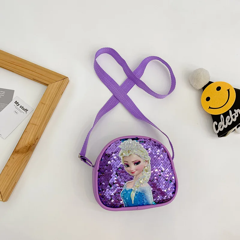 Anime Frozen Children's Bag Girls Bag Disney Princess Elsa Sequins Personality Children's Casual One Shoulder Bag Messenger Bag 4
