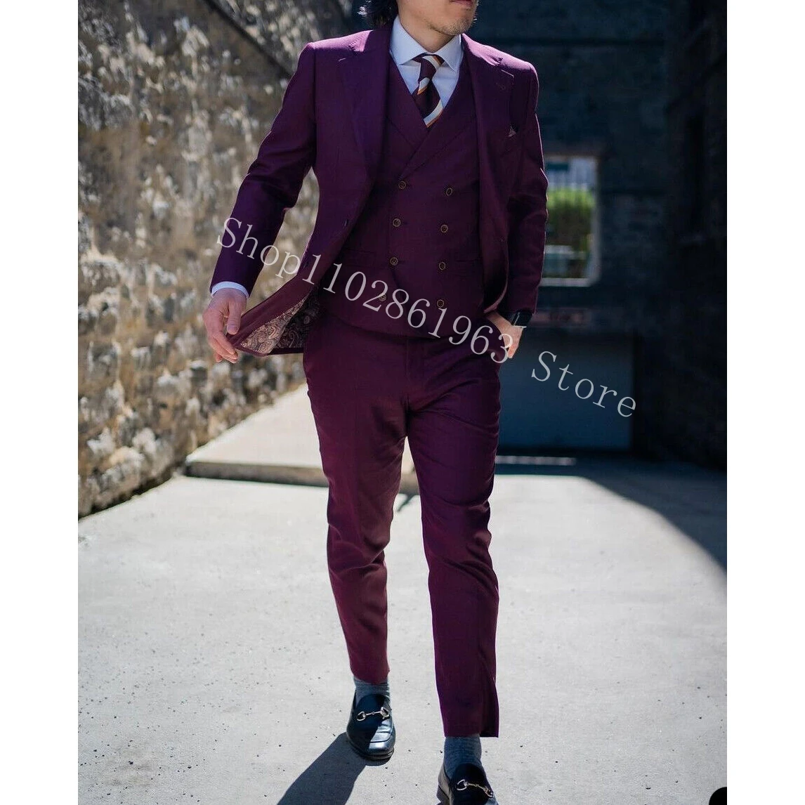 New Fashion Men Suits Slim Fit Notched Lapel 3 Pieces Best Men Male Tuxedos For Wedding Blazer+Vest+Pants Costume Homme Mariage