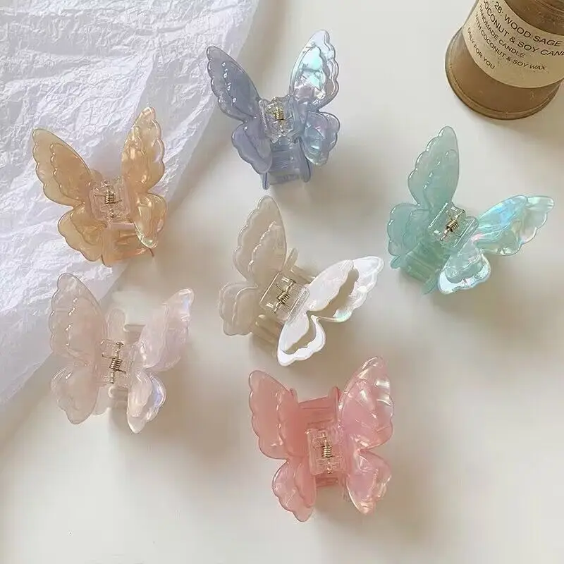 Neue Fee Acetat Schmetterling Klaue Clip weibliche elegante bunte Bogen Krabben Hai Haars pangen Haarnadeln für Frauen Mädchen Haarschmuck – Detail 17