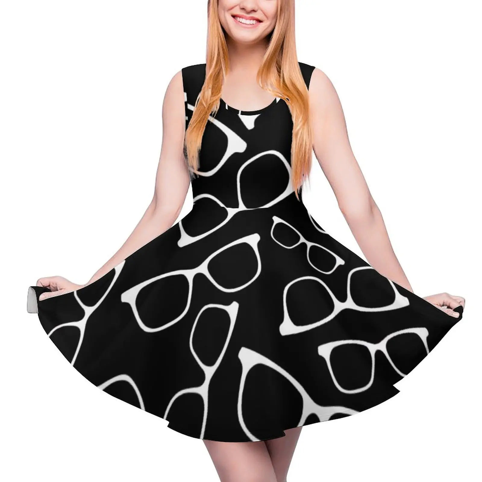 Glasses Pattern Sleeveless Dress dresses summer prom clothes