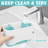 Bathroom Countertop Toothbrush and Toothpaste Holder Drainage System with Adjustable Divider, Rustic Decorative Set, Non-Slip 4