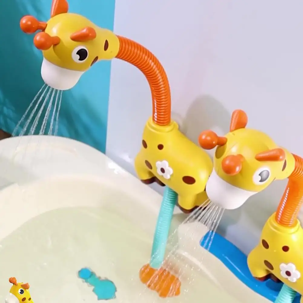 Unique Infant Shower Toy Bright-colored Shower Spray Toy Wear-resistant Carton Giraffe Infant Waterproof