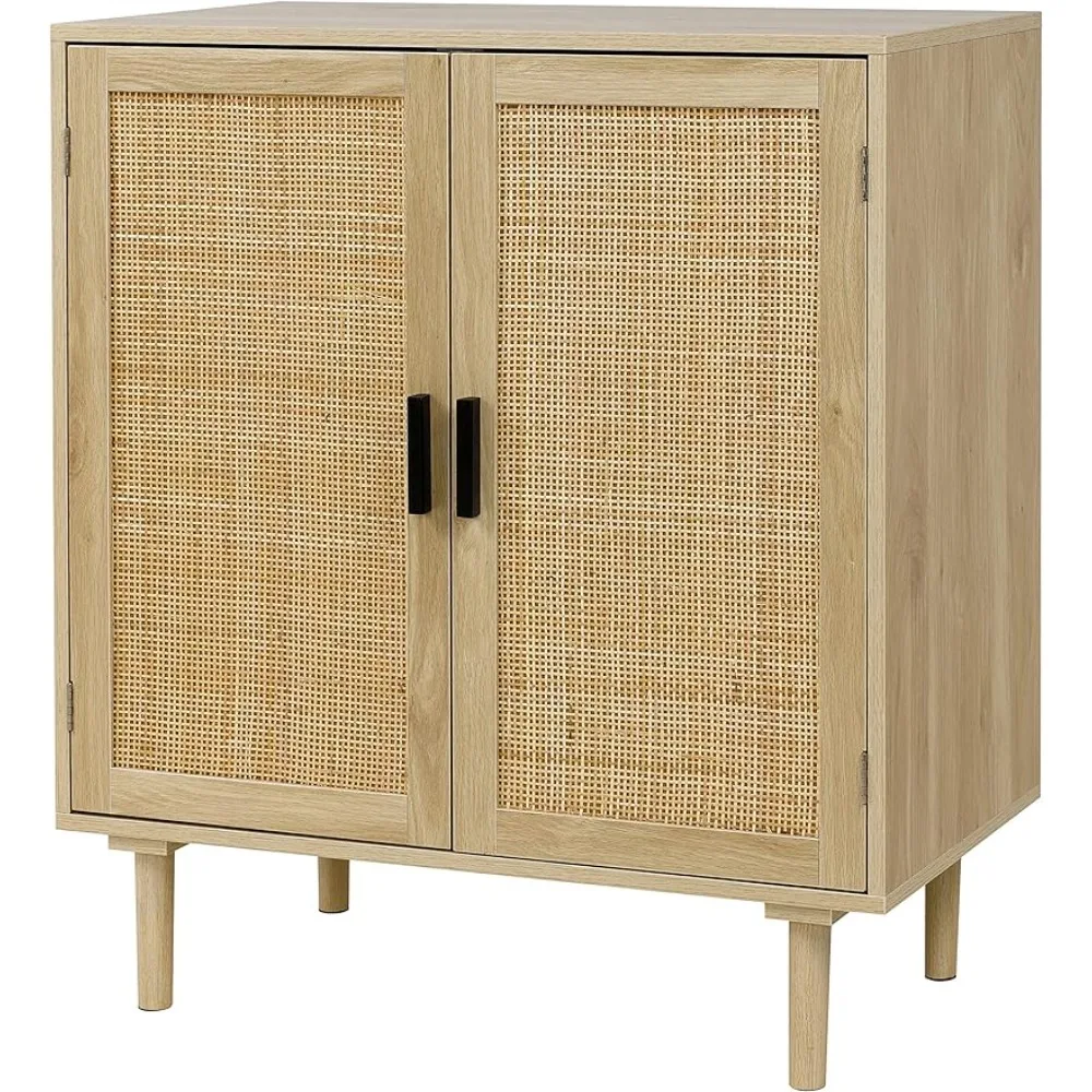 

Finnhomy Sideboard Buffet Kitchen Storage Cabinet with Rattan Decorated Doors, Dining Room, Hallway，31.5X 15.8X 34.6 Inches