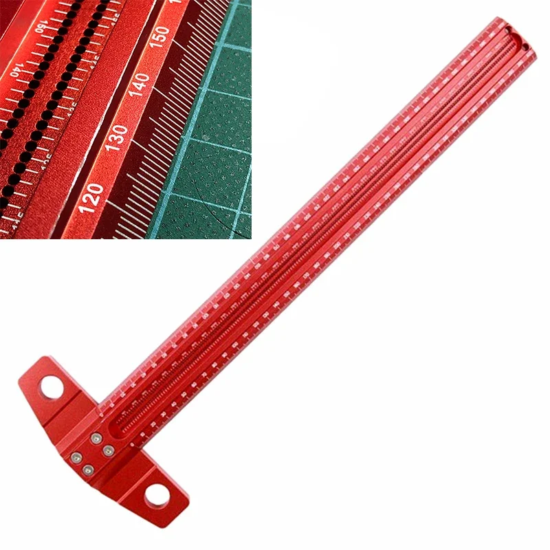 Precision Marking T-Ruler Aluminum Alloy Woodworking Scribe Marking Gauge Deluxe Crossed-out Hole Scribing Ruler Measuring Tools woodworking scribe 60 600mm t type ruler scribing ruler aluminum alloy line drawing marking gauge diy measuring tools