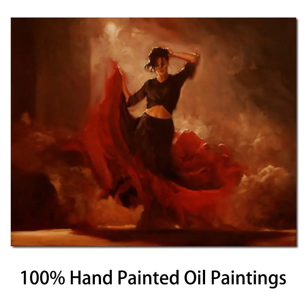 

Modern Impressionist Art Oil Painting Spanish Dancing Handmade Mark Spain Canvas Artwork Flamenco Dancer Living Room Wall Decor