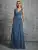 Shoulder deep V-neck silver sequin belt pleated chiffon slit skirt Evening gown Ball dress Party dress Bridesmaid dress