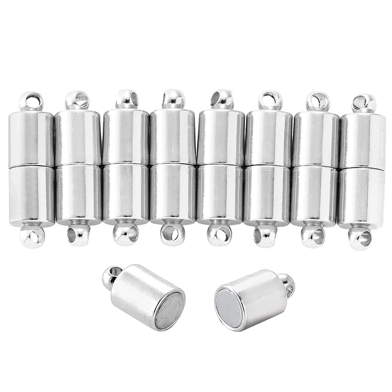 5Sets Round Strong Magnetic Clasps Fit Bracelets Necklace Rhodium End Clasp  Connectors for Makings Leather Bracelet Jewelry