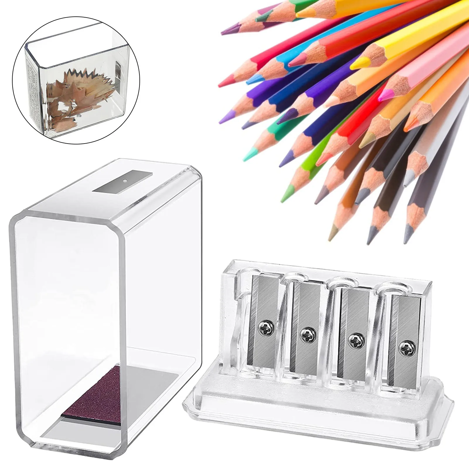 4 Holes Sharpener Multi-functional Pencil Sharpener With Lid For