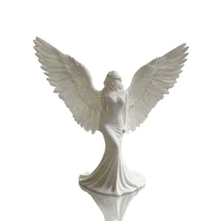 Ethereal White Angel Wings Figurine with Flowing Gown (White)