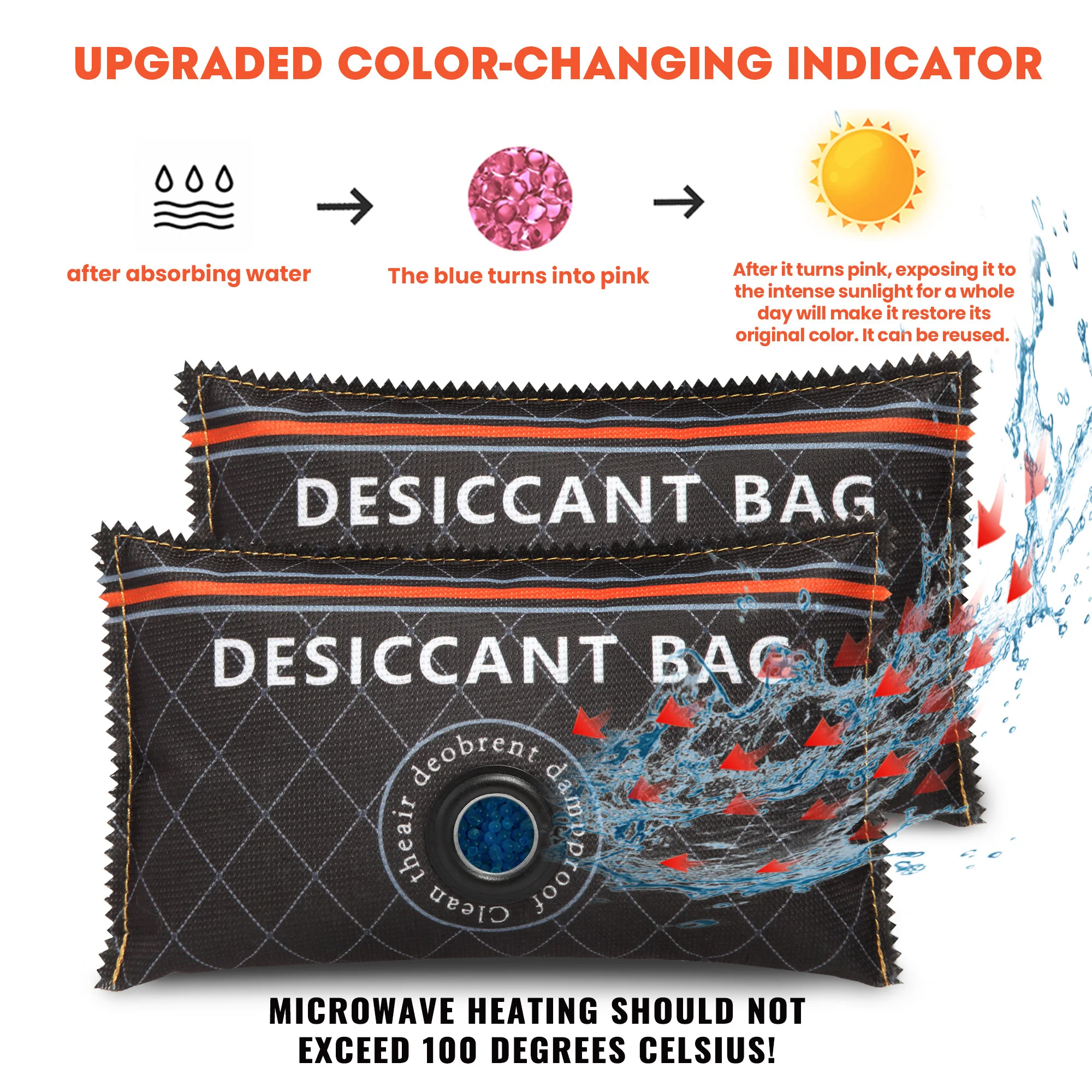 Car Dehumidifier Moisture Killer Bag Reusable Moisture Absorbing Multifunction Silica Gel/Mineral for Wardrobe Shoe Cabinet