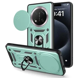 Military Armor Shockproof Case with Ring Stand Holder and Protective Cover for Honor X8D 4G (Green)