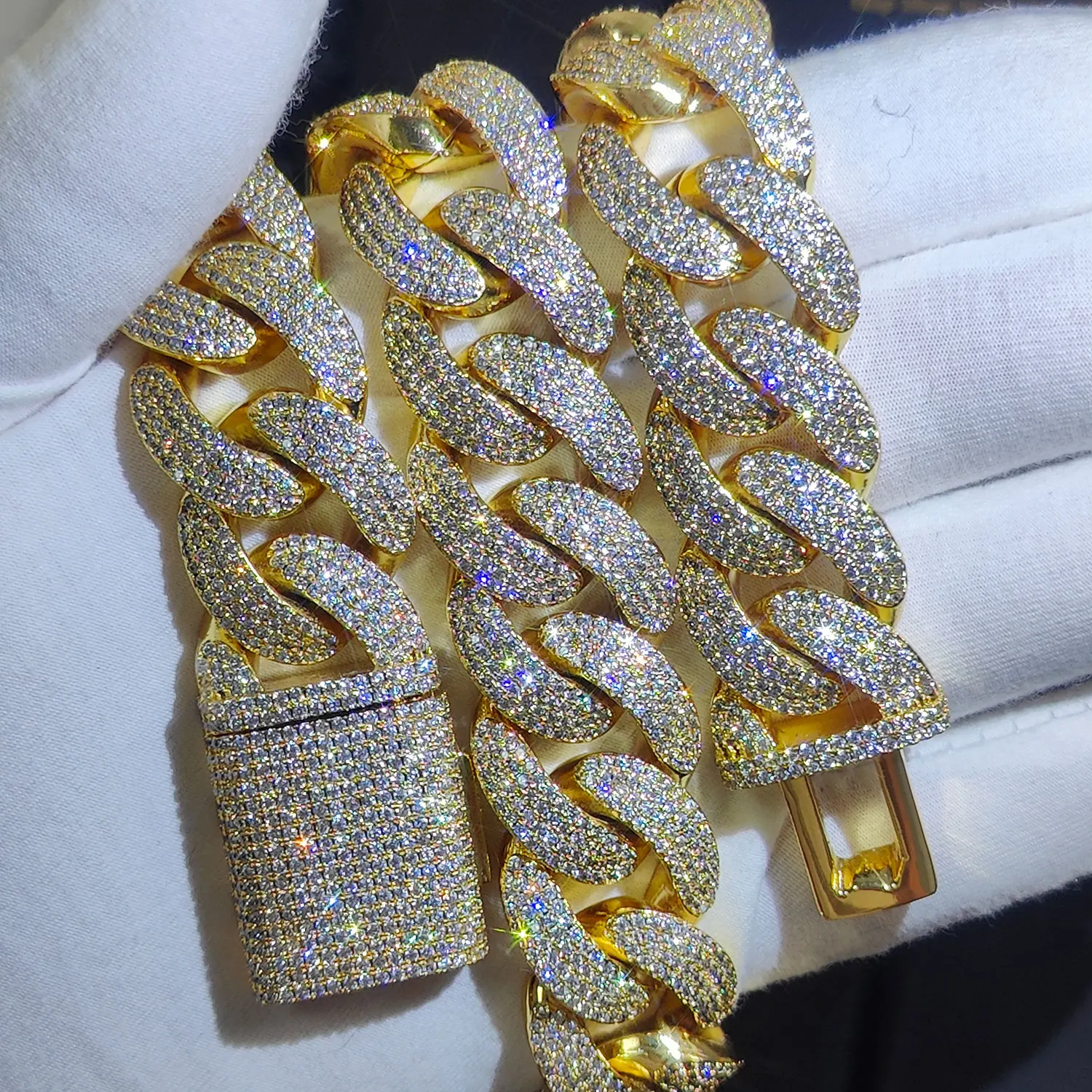 20MM Bling Diamond Cuban Chain Necklace 18K Gold & Silver Plated Cuban Link Chain For Women Hip Hop Fashion Jewelry