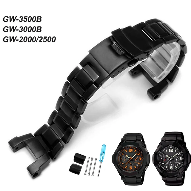 固体ステンレス鋼時計バンドカシオg-shock GW-3500B GW-3000B GW-2000 ...