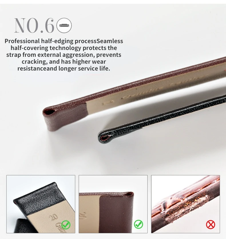 Genuine leather unisex ultra-thin butterfly buckle top layer strap compatible for ck dw fossil watchs 12mm 13mm 14mm watch  band