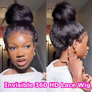 Invisi Strap 360 Full Invisible HD Lace Frontal Wigs Kinky straight Human Hair Wigs Pre Preplucked Wig Human Hair Pre Cut