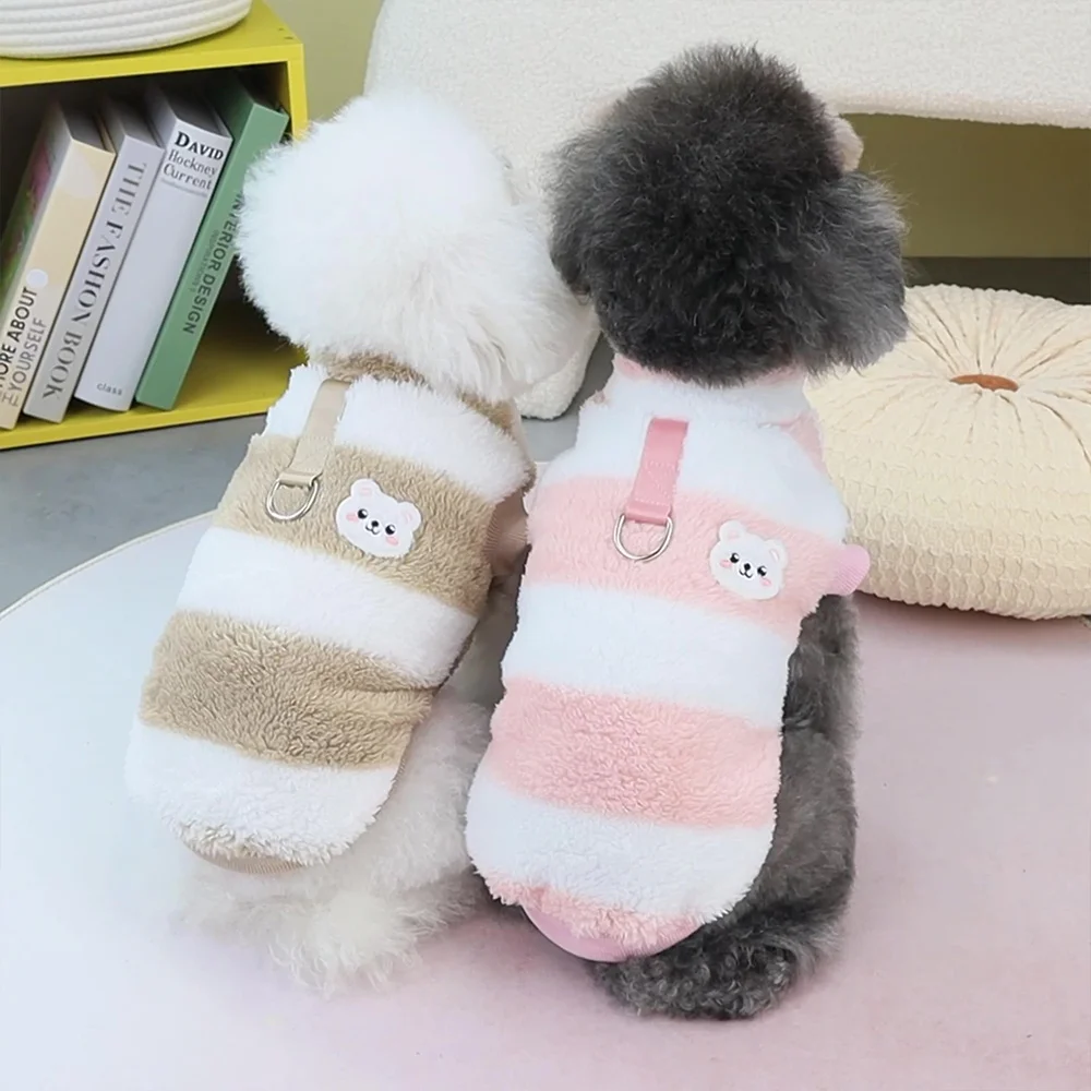 

2023 New Warm Fleece Pet Clothes Cute Print Coat Small Medium Dog Cat Shirt Jacket Teddy French Bulldog Chihuahua Winter Outfit