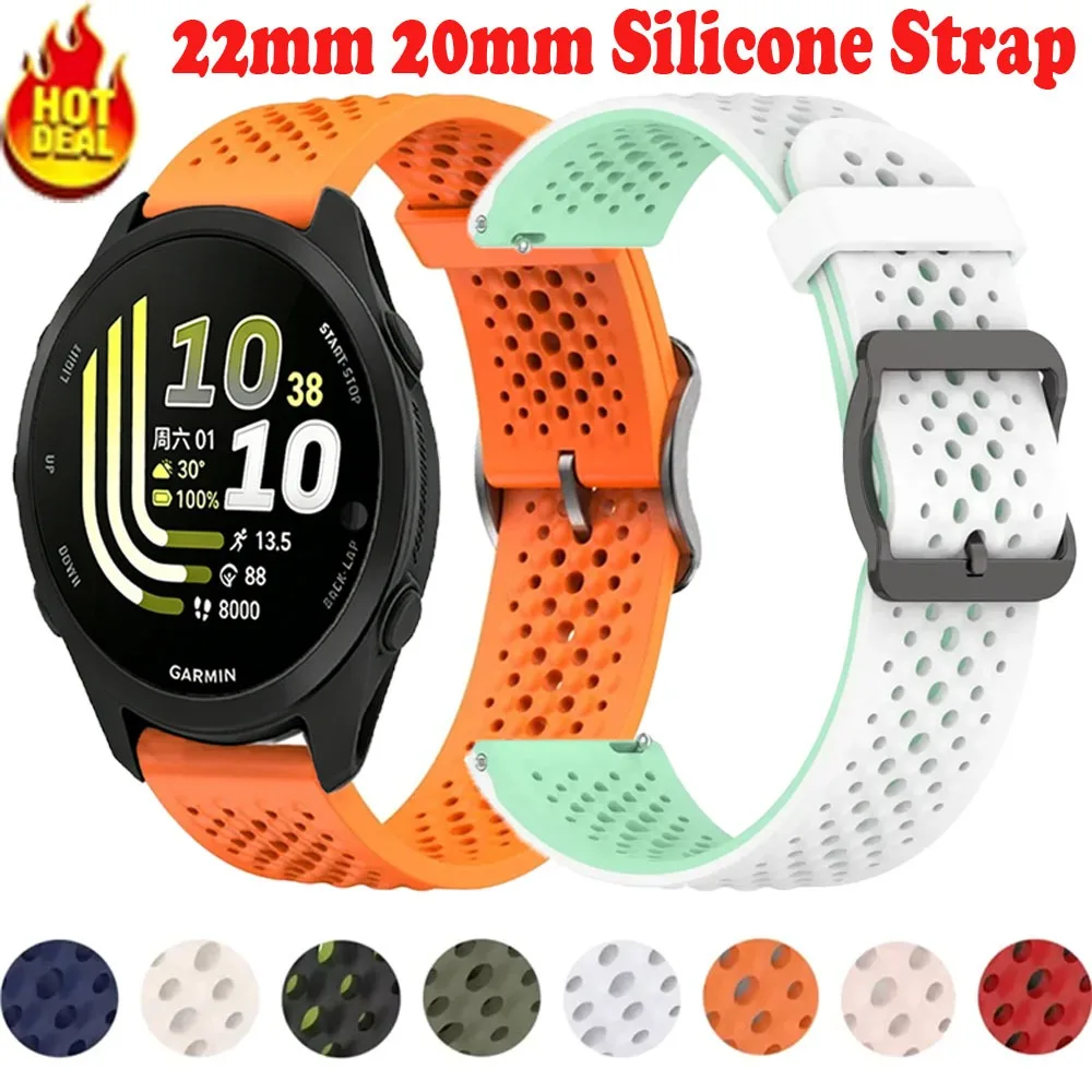 Breathable Silicone Wristband Strap - 22mm/20mm, Various Styles