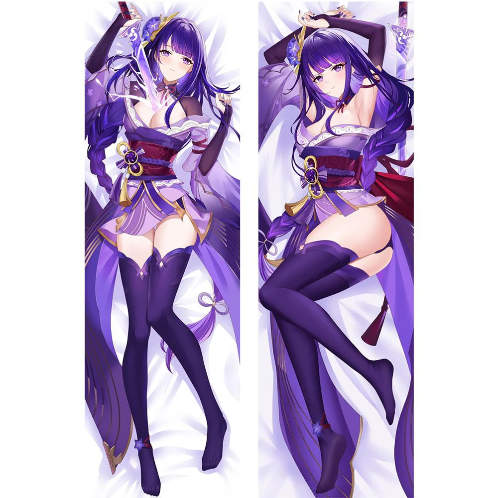 Scaramouche Dakimakura Anime Raiden Ei Body Purple Pillow Case Genshin Impact Body Pillowcase Decorative Sexy Cushion Covers