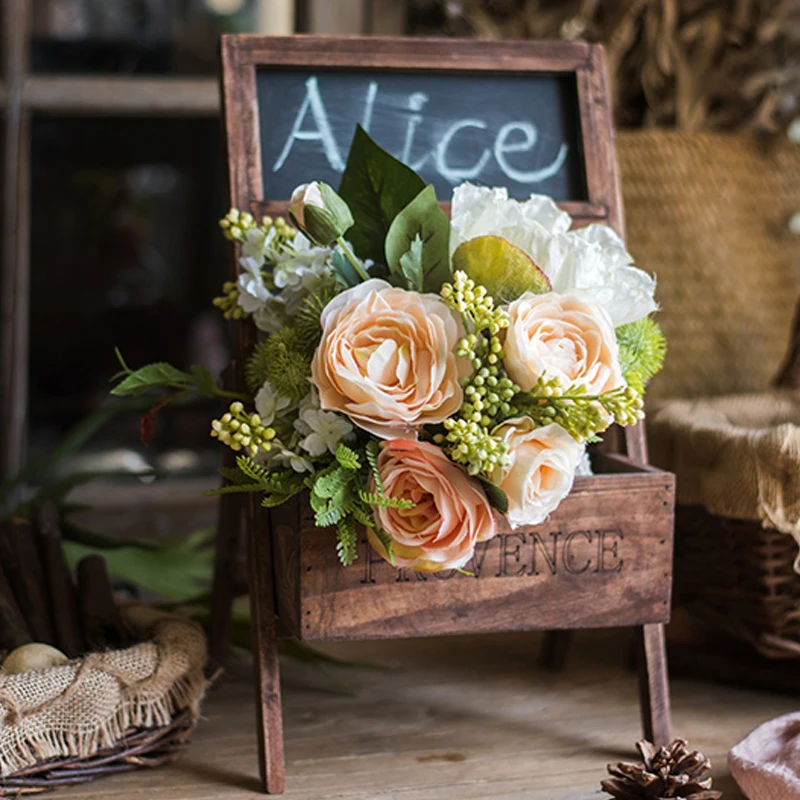 Plant Stand Wooden Flower Shelf Wooden Plant Stand Retro Flower Display Stand with Blackboard Indoor Outdoor Creativity Estantes Para Plantas Balcony Decoration
