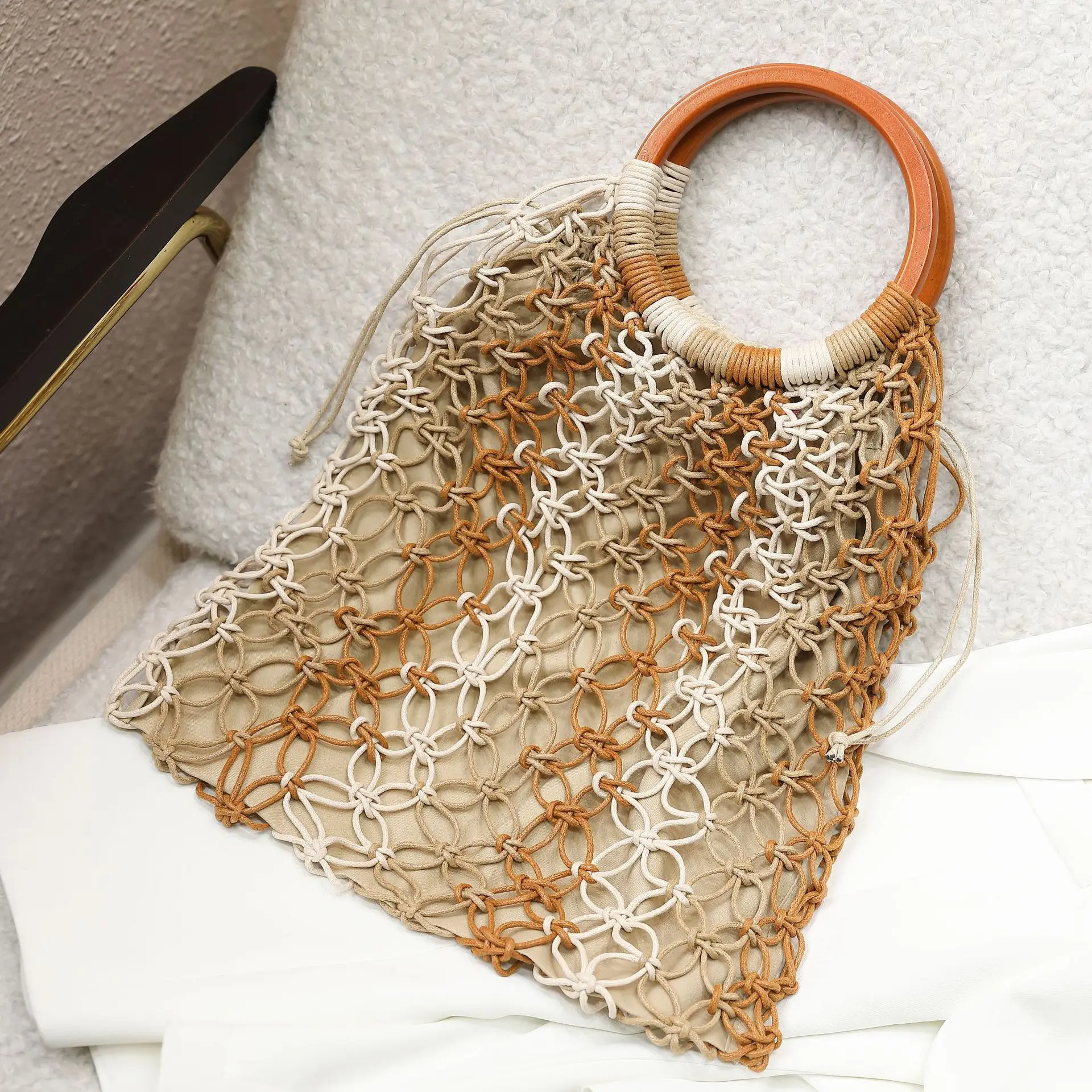 Woven Cotton Rope Bag Crochet Beach Bag Mark Replica 2023 Purse For Womens Luxury Designer Handbags