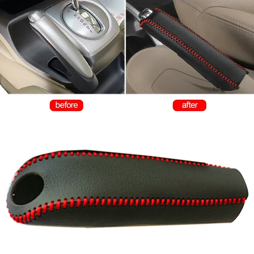 Leather Gear Handbrake Cover Shift Lever Covers Car Accessories Interior for Kia K2 2011 2012 2013 2014 2015