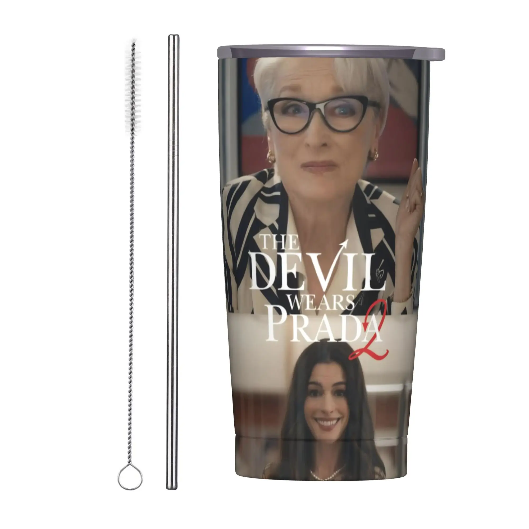 The Devil Wears Pradas 2 Moive Insulated Tumbler with Straws Lid Vacuum Thermal Mug Office Home Car Bottle Cups 20oz