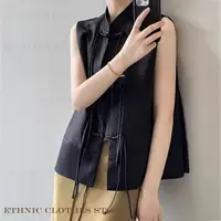 Mode chinois Tang Style haut Sexy sans manches chemise pour femme vêtements traditionnels chinois Jacquard mince Qipao Cheongsam Blouse 4