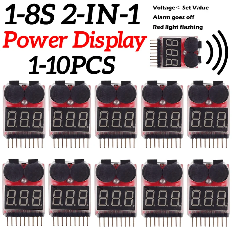 Testeur de batterie Lipo 1-8S 2 en 1 avec alarme basse tension