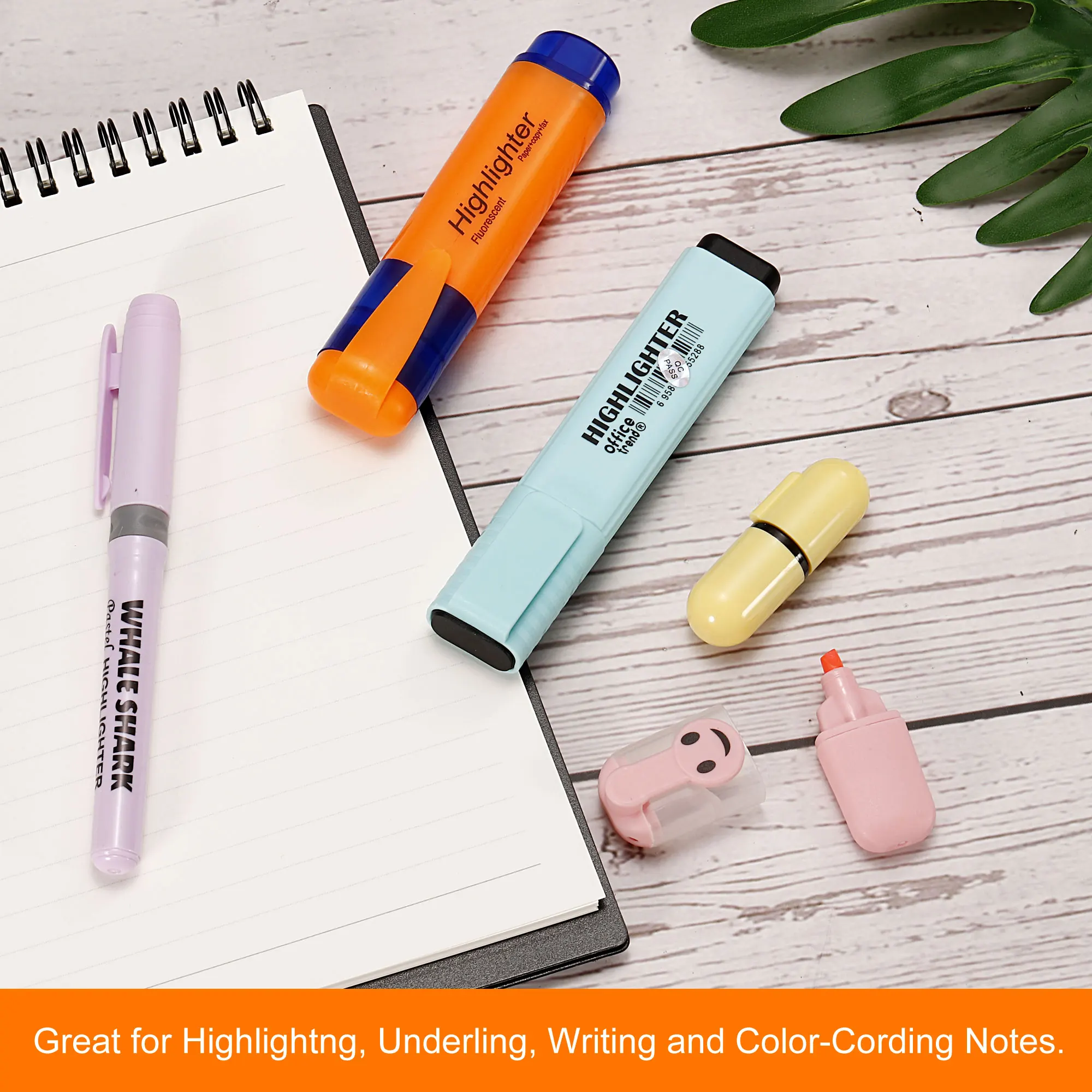 4/6Pc Highlighter Fluorescent Pen Broad Tip Writing Marker Pens for Art Drawing Doodling Marking Office Stationery School Supply 6