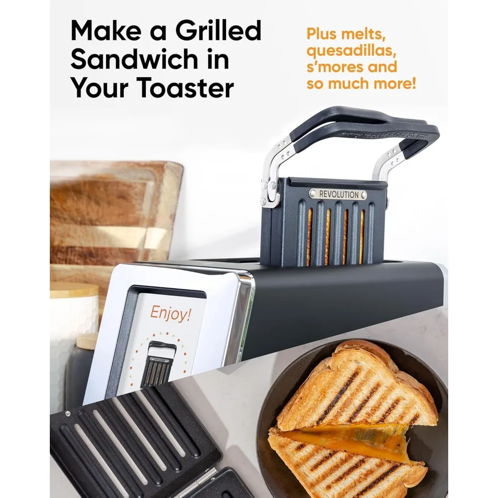 Revolution R180B Connect 2-Slice Toaster & Toastie Press Bundle &ndash; Features Patented InstaGLO 2.0 Technology &ndash; Matte Black