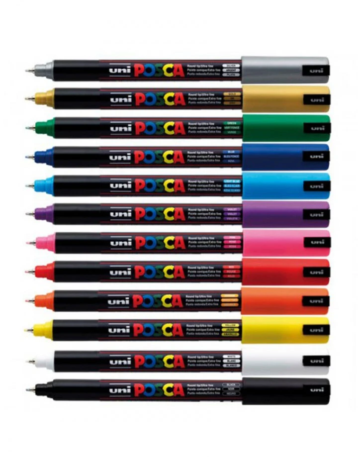 Kit with 4 colors crayons Caneta Posca PC 1MR Marcador Artístico Permanente  Uni Ball|Fineliner| - AliExpress