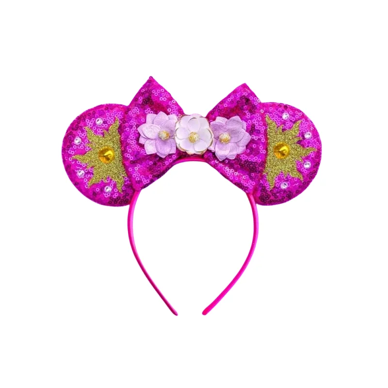 Mickey Mouse Princess Headband Ears Rapunzel Hair Band Sequin Bow Headwear For Kids Women Girls hair bands hair accessories hair headband accessories cosplay accessories
