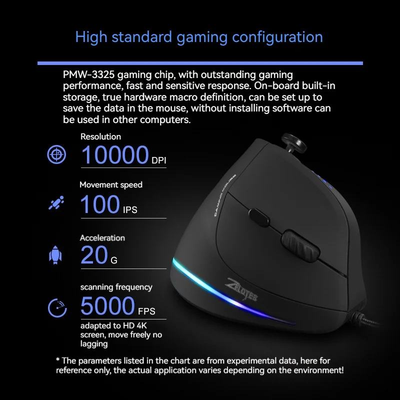 Gaming Mouse C-18 Vertical Gaming Mouse 10000 DPI Programmable 11 Buttons USB Wired RGB Optical Remote for Laptop PC