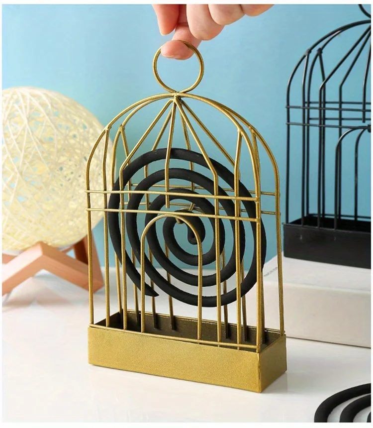 Description Picture 5 of itemMosquito Coil Holder, Incense Burner Rack, Portable Hanging Bird Cage for Outdoor Home Garden Decoration Bar Yard Office Desk