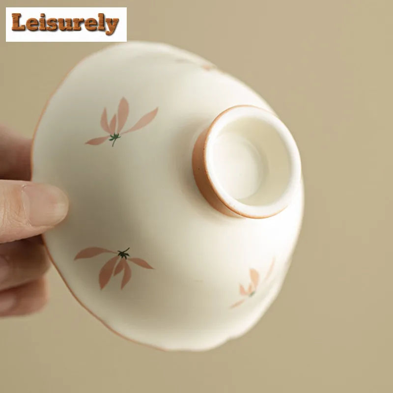 2pc/lot Orchid Wind Chime Ceramic Teacup Creative Tea Bowl Tea Pair Tea-tasting Fragrance Cup Chazhan Master Cups Teaware Craft