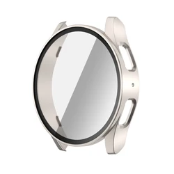 Premium All-Around Bumper Case with Tempered Glass Screen Protector for Galaxy Watch 6 44mm (Starlight)