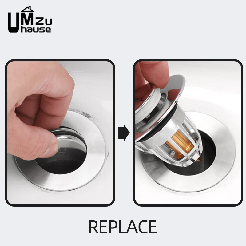 Pop Up Sink Stopper with Filter Basket Strainer Anti Clogging Hair