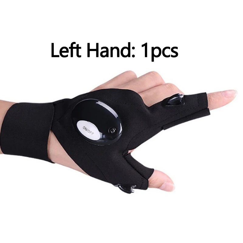 New Outdoor Hunting Gloves Luminous Lighting Half Finger with Lights Night Driving Hunting Vehicle Maintenance Lighting Gloves