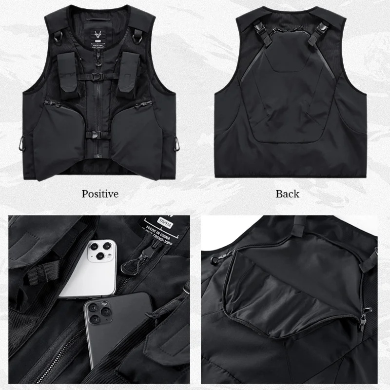 Outdoor Tactial Function Sleeveless Cargo Jackets Y2K Mens Clothing High Street Multi-pocket Techwear Vest chaleco chaquetas 4