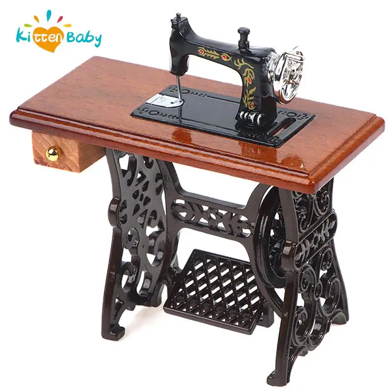 

1:12 Dollhouse Decor Miniature Furniture Vintage Sewing Machine Toy Accessories for Dolls House Toys for Kids Pretend Toys