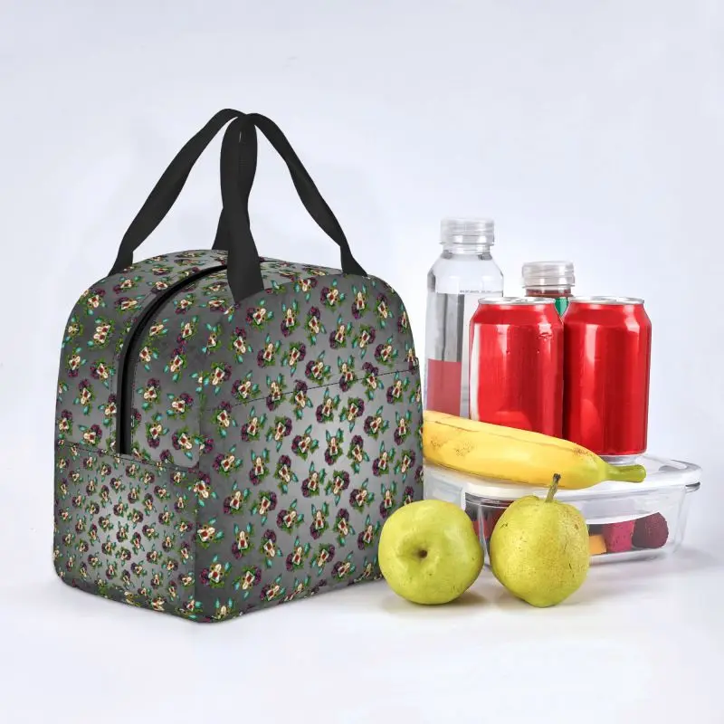 Boston Terrier In Red Insulated Lunch Bag for Portable Day Of The Dead Sugar Skull Dog Cooler Thermal Bento Box Office School
