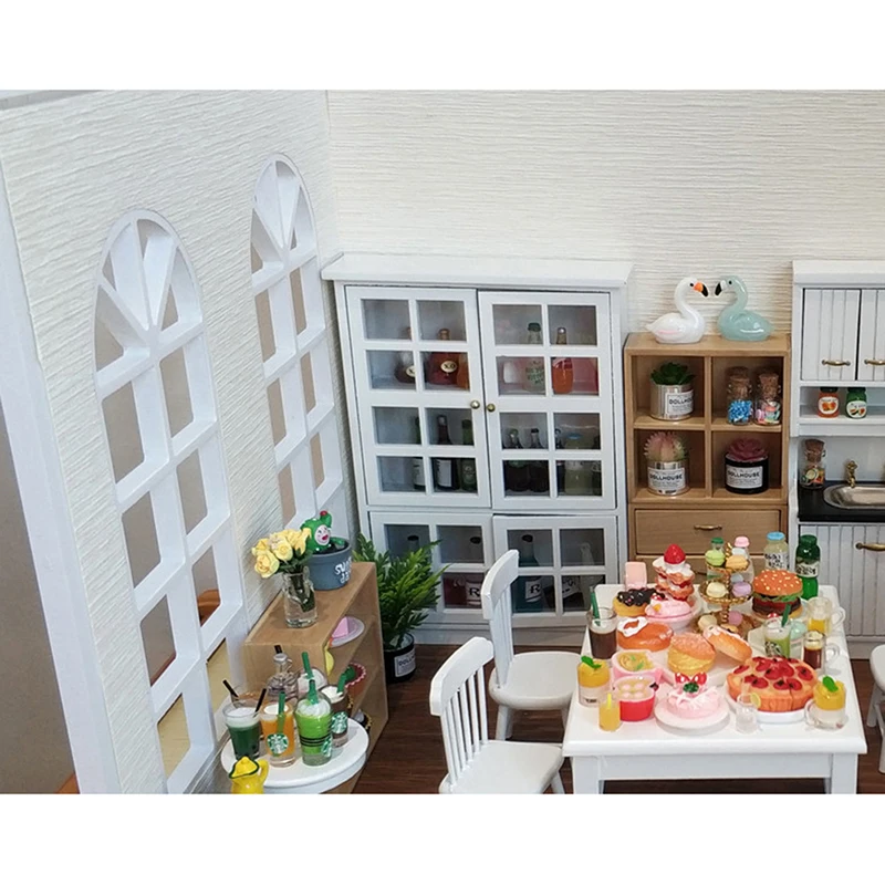 1:12 Dollhouse Mini Furniture Children Baby Gift Toy Miniature Rement Doll Accessories White Wallpaper