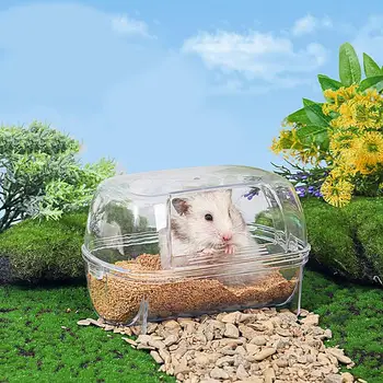 Hamster Bathroom Clear Small Animals Shower Bathtub Cage Accessories Litter Box Hamster Bed For Mice Lemming Gerbils Small 3