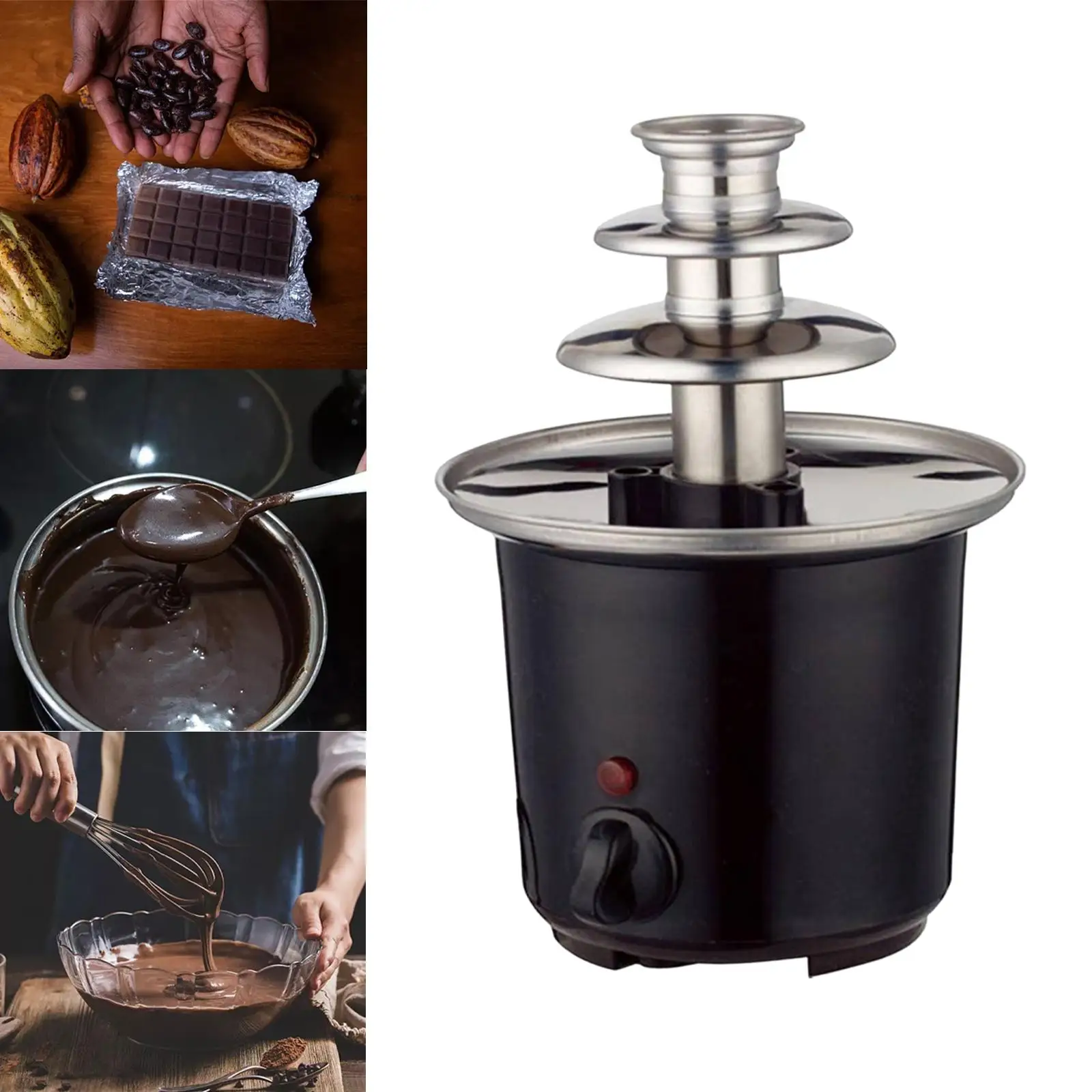 Mini Chocolate Fountain Three Layers Creative Design EU Plug Mini Chocolate Melting Pot for Cheese