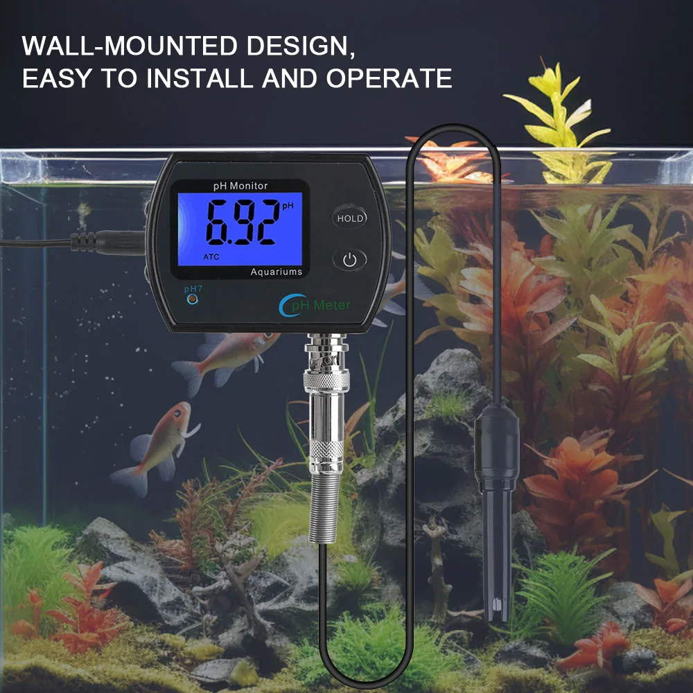 For Aquarium Multi-parameter Water Quality Monitor EU plug Professional Accurate Online pH monitor Acidometer pH Meter