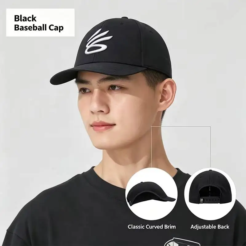 뉴 언더 뉴 아머 남성용 블랙 클래식 야구 모자 부드러운 면 소재 곡선형 챙 조절 가능한 백 모자