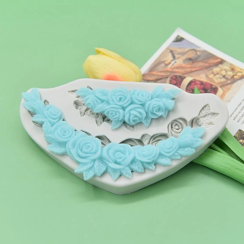 Stampo in silicone foglia Rose Flower Fondant Stampi FAI DA TE Torta Decorazione Strumenti Sugarcraft Candy Resina Argilla Cioccolato Gumpaste Stampi (6PCS/lot